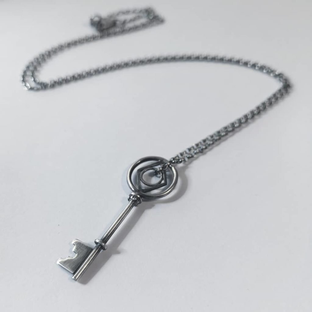 silver skyrim key necklace