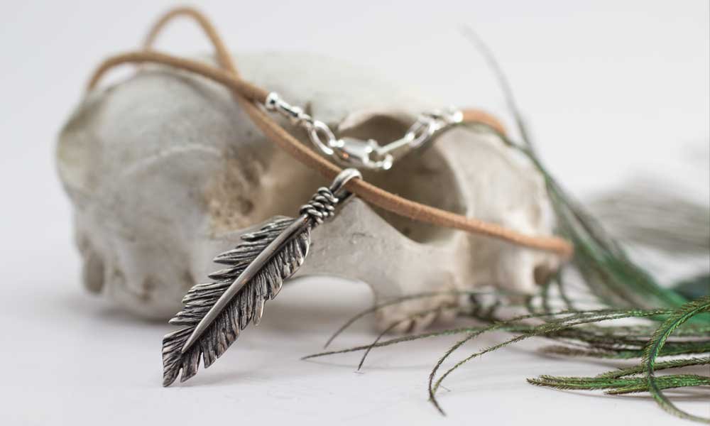 silver feather pendant