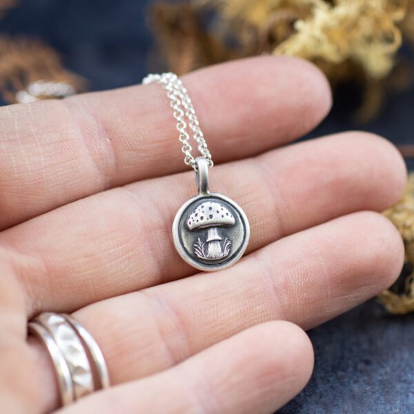 Sterling Silver Mushroom Medallion Pendant - Image 2